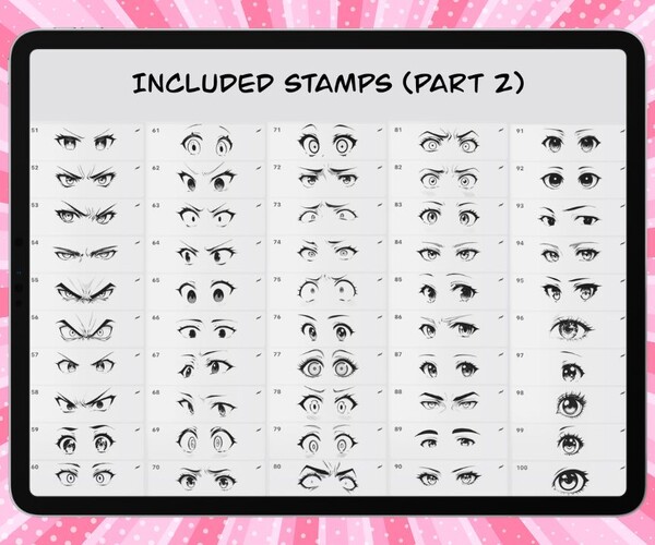 ArtStation - 100+ Procreate Manga Eyes Stamps, Procreate Anime Eyes ...