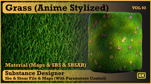 Grass green plain (Anime Stylized) - VOL 02 - SBS & SBsar & Maps