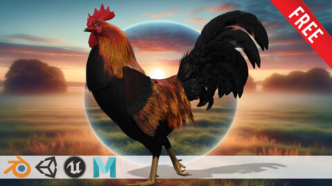Sunrise Sovereign Rooster of the Morning Free low-poly 3D model
