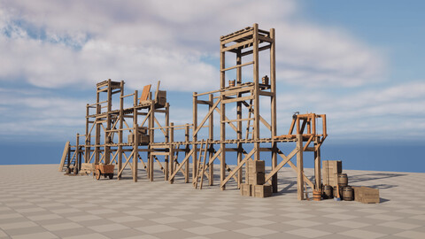 Modular Medieval Scaffoldings Asset Pack