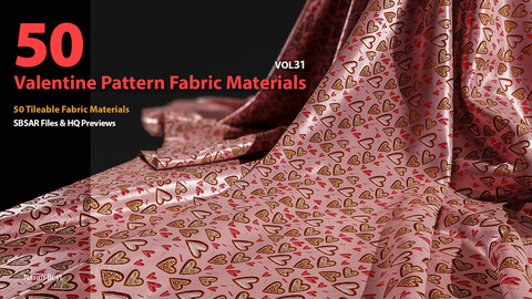 50 Tileable Valentine Pattern Fabric Materials-VOL31. SBSAR