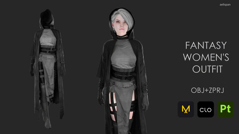 Fantasy women's outfit. Marvelous designer/Clo3D