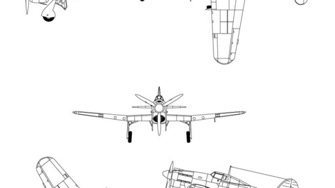 Hawker Tornado 3-view line drawing-svg vector file