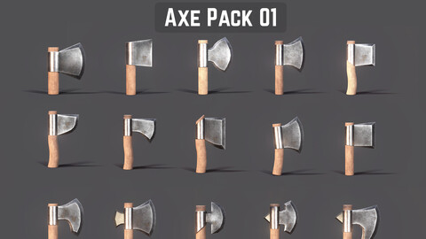 Axe Pack Game Ready Low-poly 3D model