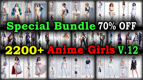 2200+ SPECIAL BUNDLE (Anime Girls Images Reference Pack)  - 4K Resolution - V.12