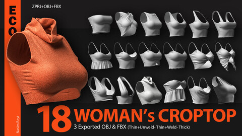 18 WOMEN'S CROPTOP PACK (ECO.VOL.03). CLO3D, MD PROJECTS+OBJ+FBX