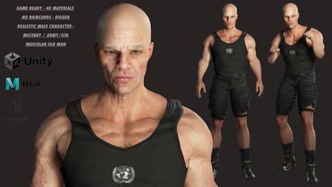 AAA 3D REALISTIC CHARACTER - BASEMESH  MUSCULAR OLD MAN