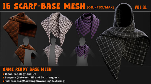 16 SCARF-GAME READY BASE MESH(OBJ/FBX/MAX)