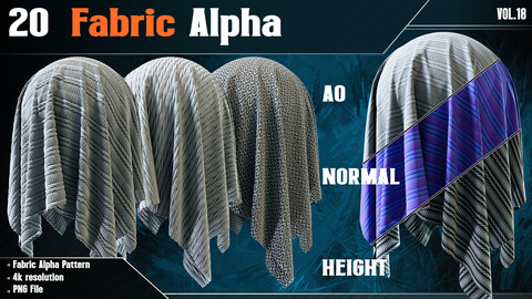 20 Fabric Alpha - Vol.18 ( 4K PNG 16 Bit Depth ) + SBSAR