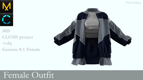 Female Outfit #19 Sport. Marvelous Designer / Clo 3D project +obj