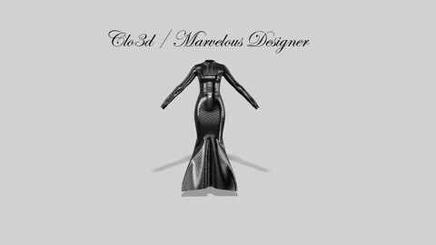 3d fishtail evening dress