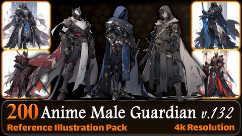 200 Anime Male Guardian (Full Body) Reference Pack | 4K | v.132