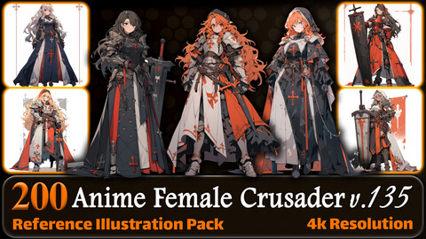 200 Anime Female Crusader (Full Body) Reference Pack | 4K | v.135