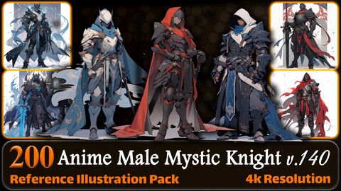 200 Anime Male Mystic Knight (Full Body) Reference Pack | 4K | v.140