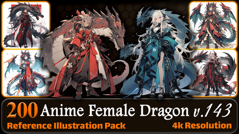 200 Anime Female Dragon (Full Body) Reference Pack | 4K | v.143