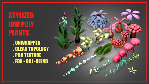 Stylized Low poly plants