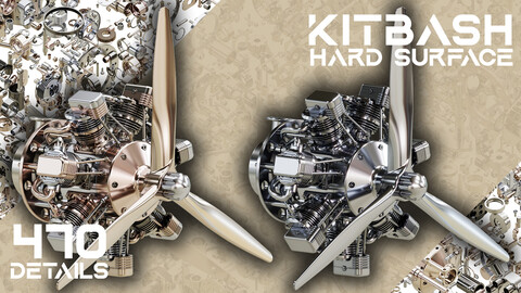 HARD SURFACE KITBASH : Precision Quad Surface Mesh - Propeller Engine Kit
