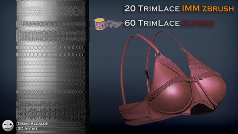 20 TRIM LACE IMM Curve Pack And 60 Alphas ZBRUSH [BRUSHES] (Blender) - Art of game design