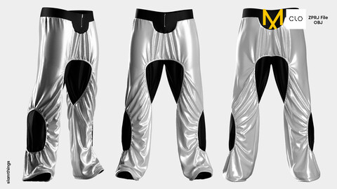 Streetwear Experimental Pants #036 - Clo 3D / Marvelous Designer + FBX / DIGITAL FASHION / HYPEBEAST / FUTURE FASHION