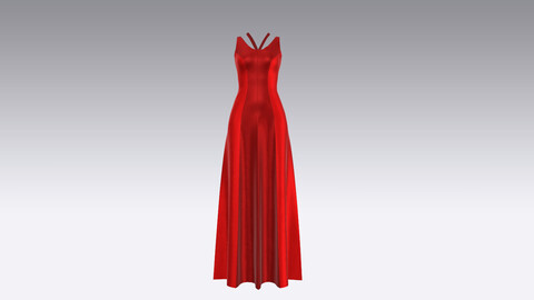 Princes cut red silk dress