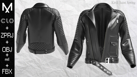 Leather Jacket Male Marvelous designer Clo3d OBJ mtl FBX ZPRJ
