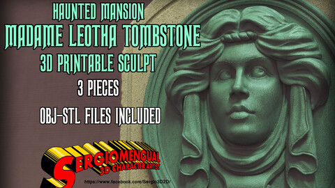 Haunted Mansion Madame Leotha Tombstone 3D Printable Sculpt