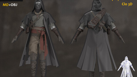 ASSASSIN GARB_Marvelous Designer, CLO3D_OBJ & FBX