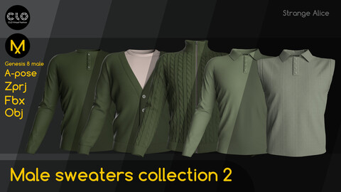 Male sweaters collection 2. Clo3d, Marvelous Designer projects.