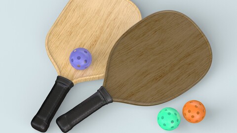 Wooden Pickleball Paddles and Balls