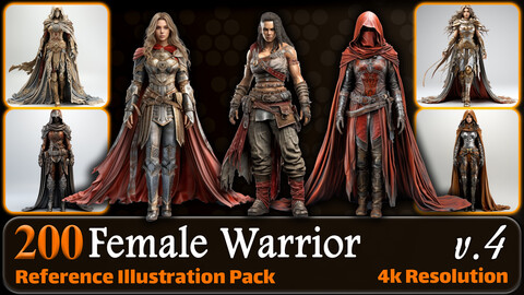 200 Female Warrior Reference Pack | 4K | v.4