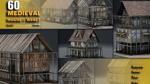 60 + 3D medieval house & asset pack vol 06