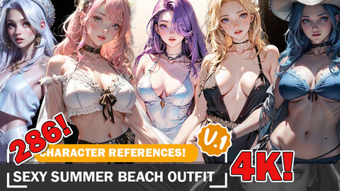 286 Various Summer Beach Outfit Beauties Fashion Vibes Characters Reference and Designs Reference Art V1 4K