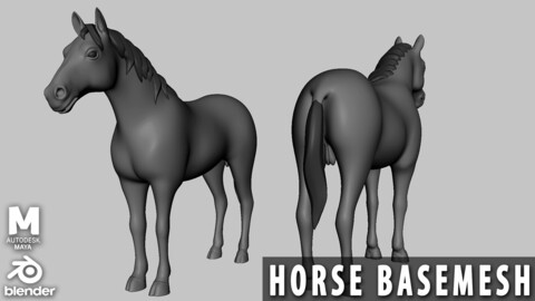 Horse Basemesh  - Topology + UV Map