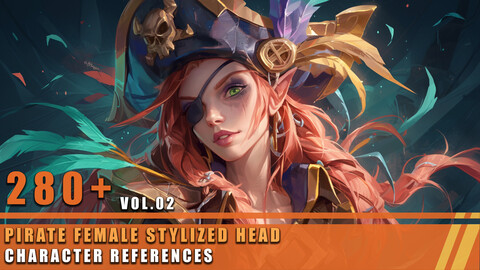 280+ Pirate Female Stylized Head - Character References Vol.02