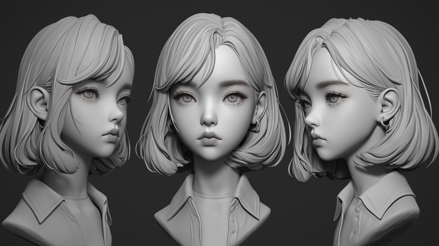 ArtStation - +300 Anime Girl Head Sculpt References(4k) | Artworks