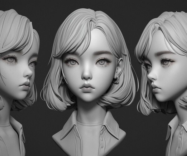 ArtStation - +300 Anime Girl Head Sculpt References(4k) | Artworks