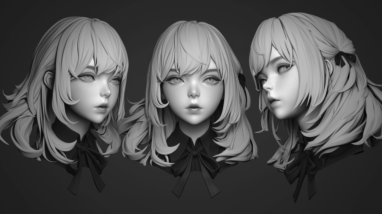 ArtStation - +300 Anime Girl Head Sculpt References(4k) | Artworks