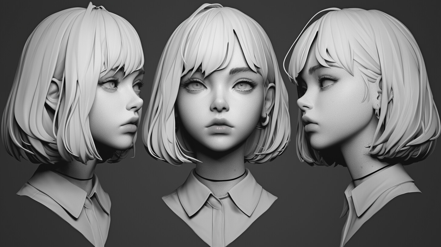 ArtStation - +300 Anime Girl Head Sculpt References(4k) | Artworks