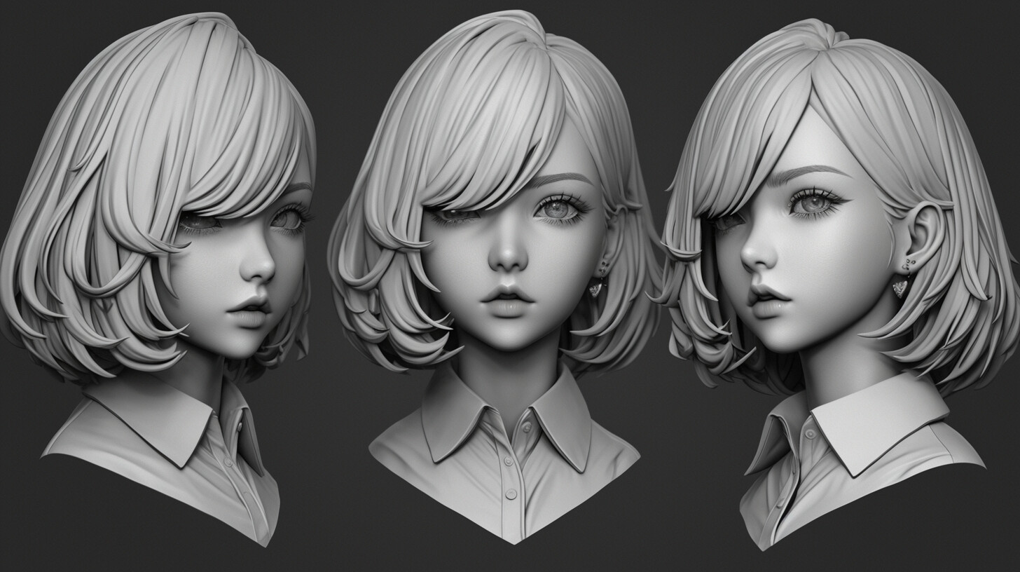 ArtStation - +300 Anime Girl Head Sculpt References(4k) | Artworks