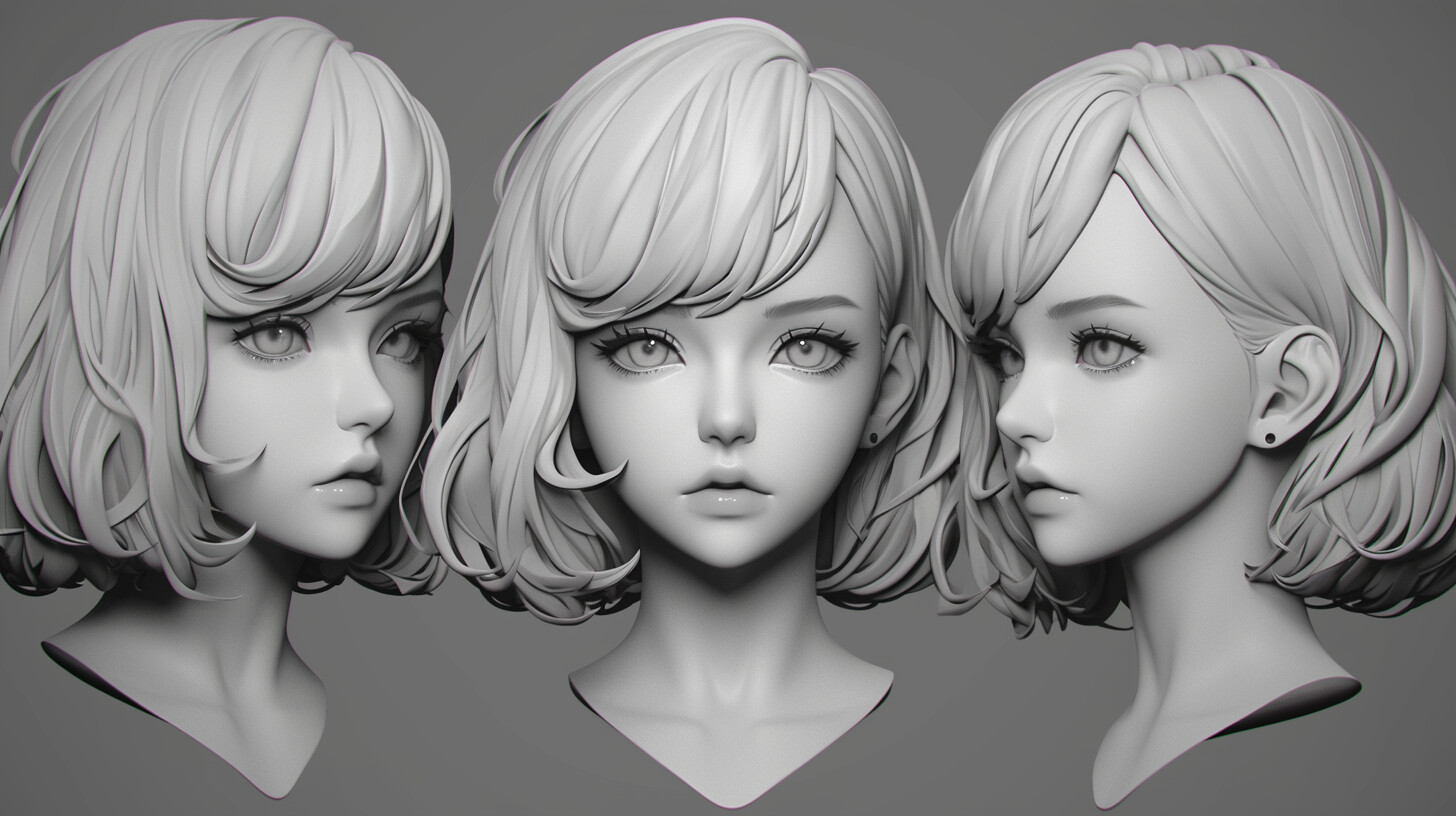 Artstation - +300 Anime Girl Head Sculpt References(4k) 