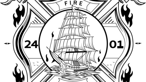 BOCA RATON FIRE RESCUE PATCH  VECTOR FILE Black white vector outline or line art file for cnc laser cutting, wood, metal engraving, Cricut file, cnc router file, vinyl cutting, digital cutting machine file