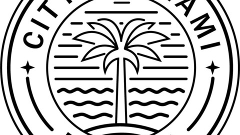CITY OF MIAMI FLORIDA BADGE VECTOR FILE Black white vector outline or line art file for cnc laser cutting, wood, metal engraving, Cricut file, cnc router file, vinyl cutting, digital cutting machine file