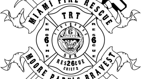MIAMI FIRE RESCUE MOORE PARK,S BRAVEST PATCH VECTOR FILE Black white vector outline or line art file for cnc laser cutting, wood, metal engraving, Cricut file, cnc router file, vinyl cutting, digital cutting machine file