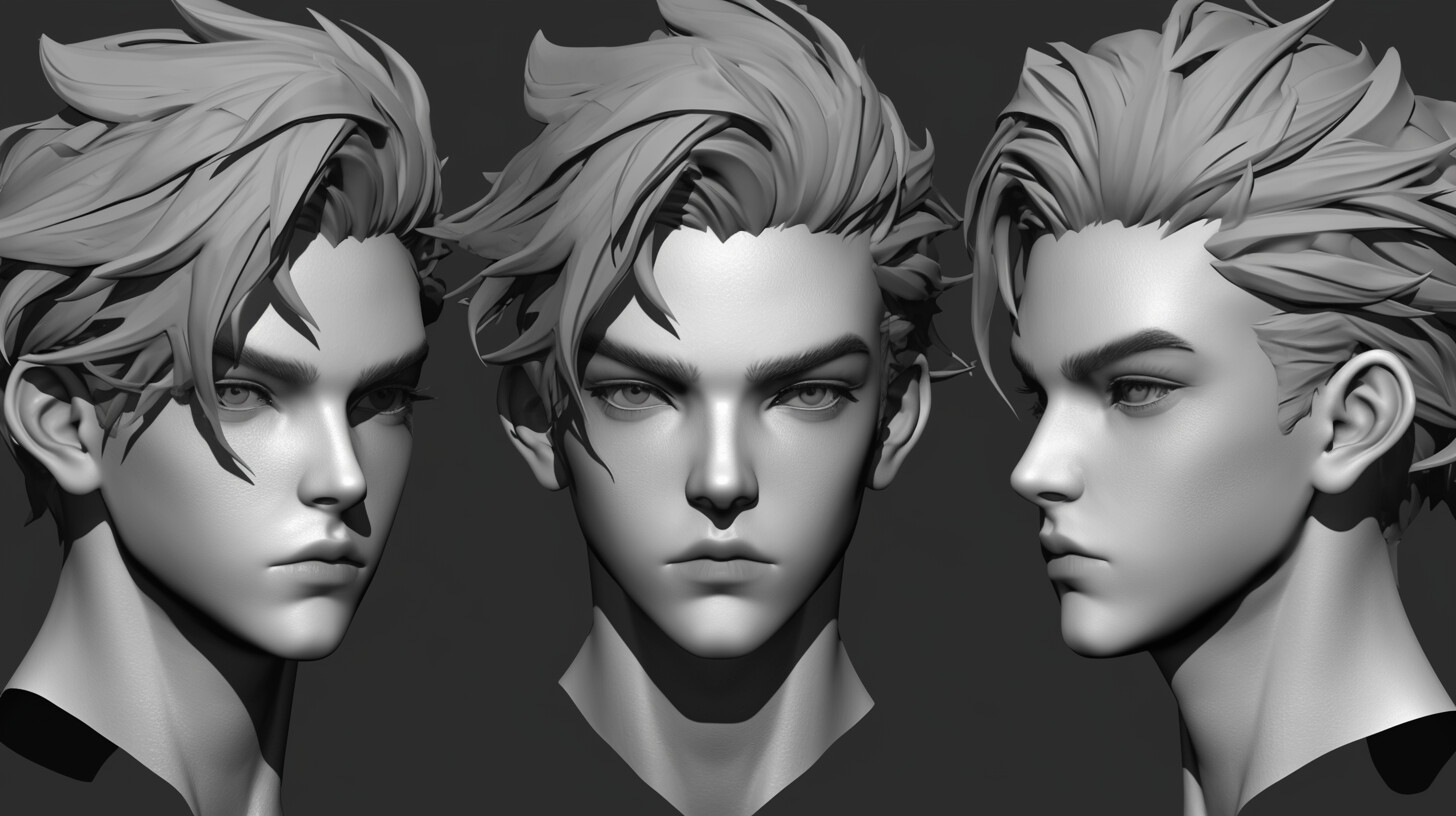 Artstation 300 Anime Boy Head Sculpt References4k Artworks 8437