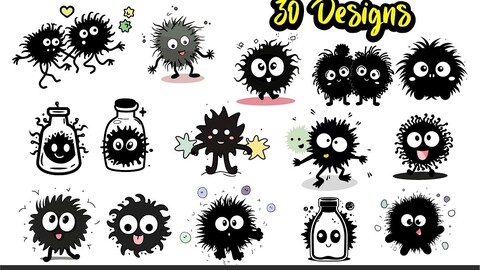 Soot Sprites SVG Bundle, Susuwatari Vector SVG files, My Neighbor Totoro, Spirited Away Anime Illustrations, All Blacky SVG, TV Show Illustrations