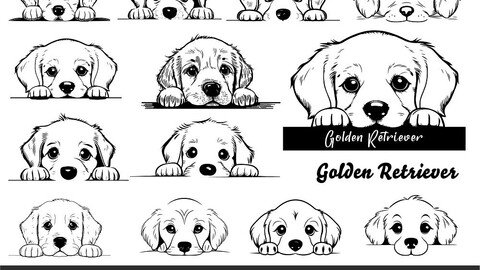 Peeking Golden Retriever Puppy Svg, Peeking Golden Retriever Clipart, Golden Retriever Head, Dog Cutting Files For Cricut, peeking dog svg