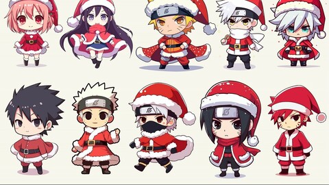 Christmas Naruto vector, Santa Claus Naruto, Chibi Anime Christmas SVG Bundle, Japanese Anime Cartoon svg, Anime Stickers, Anime svg cricut, Manga svg Anime Demon, Anime Cutting Files