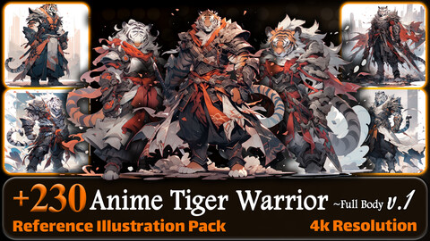 230 Anime Tiger Warrior (Full Body) Reference Pack | 4K | v.1
