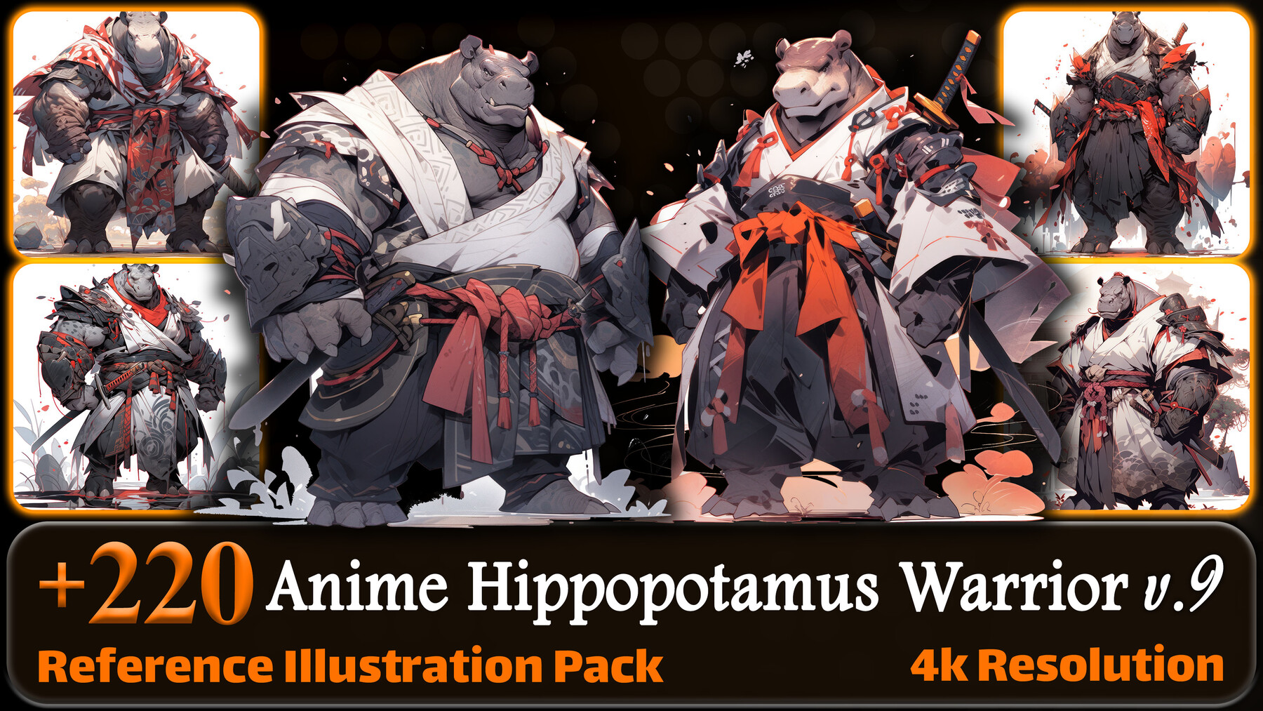 ArtStation - 220 Anime Hippopotamus Warrior (Full Body) Reference Pack ...