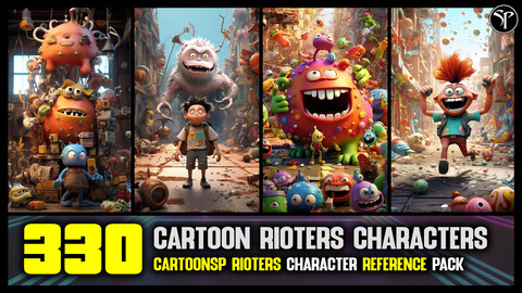 330 Cartoon Rioters Character - 4K Reference Image Pack